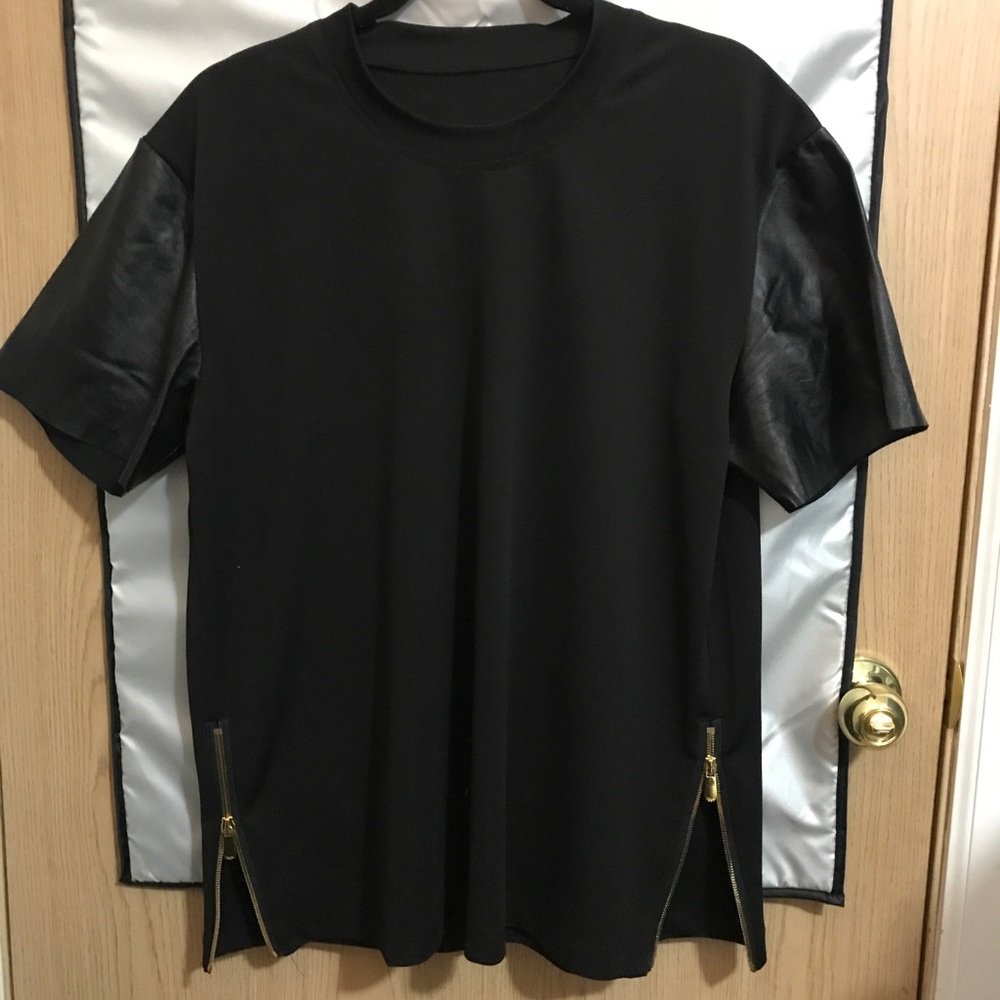 Leather arm street wear shirt
